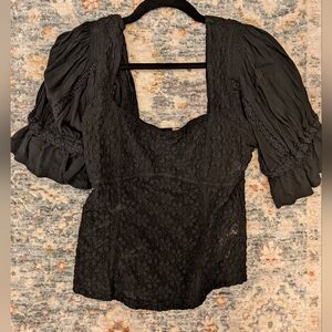 Free People Elegant Black Lace Women's Top